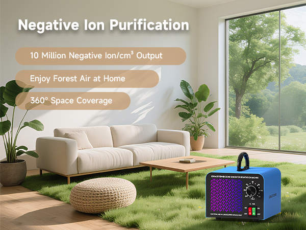 Negative ions mode for continuous air refreshing