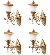 Housoutil 4pcs Dollhouse LED Wall Sconces, 1: 12 Scale Wall Lamp, Miniature Vintage Dollhouse Wal...
