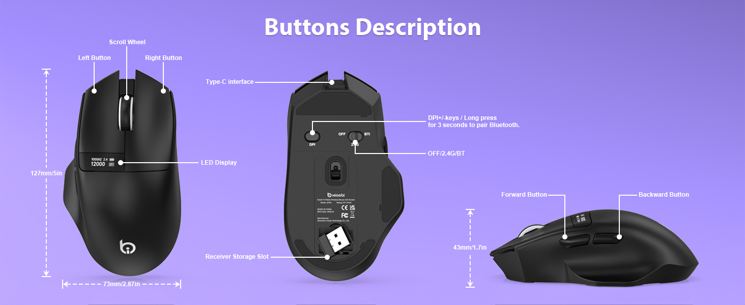 computer mouse bluetooth wireless mouse for laptop