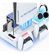 PS5/Slim Cooling Station for PS5 Disc&amp;Digital, PS5 Cooling Stand with Dual Controller Charging fo...