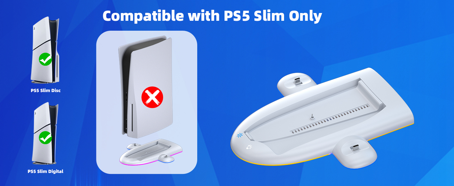 ps5 slim stand and cooling station with rgb led lighting