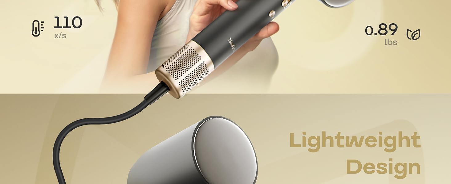 NeatToo lightweight 0.89 lb high-speed hair dryer with ergonomic handle