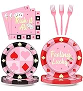 96 Pcs Casino Paper Party Plates and Napkins for Las Vegas Themed Party Supplies Casino Night Pok...