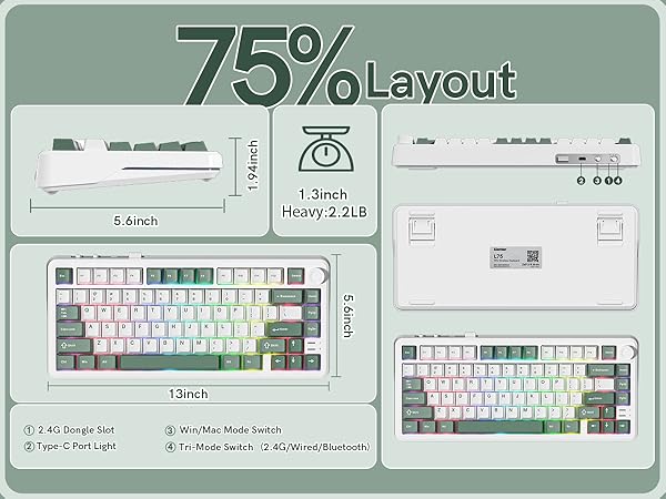 Keyporia L75 75% mechanical keyboard with compact layout