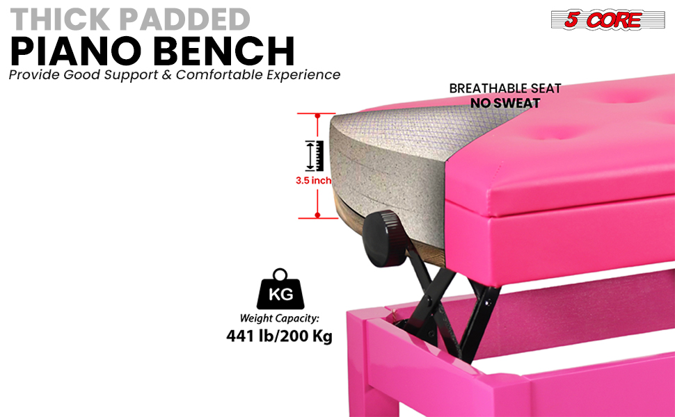 Thick Padded Piano Bench