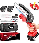 Tietoc Cordless Mini Chainsaw 6 Inch [Women Friendly] Small Chainsaws Battery Powered, Electric S...