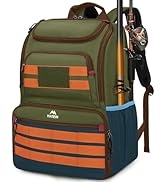 MATEIN Fishing Backpack Tackle Box, Water Resistant Tackle Backpack with Cooler &amp; Rod Holders, Fi...