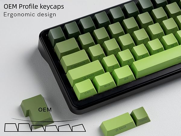 Matcha green Double Shot PBT Keycap Set, Shine Through Keyboard keycaps,Side Printed Custom Key caps