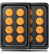 Cookie Sheets, Baking Sheet Pan, Nonstick Toaster Oven Tray, Set of 2, 12" X 7.5" (Inner 11" X 6.8")