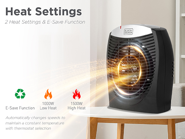 BLACK+DECKER Electric Heater, Personal Heater with 3 Settings