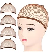 Wig Cap, FANDAMEI 4PCS Dark Brown Mesh Wig Cap Net, Closed End Hair Mesh Net Wig Caps, Liner Weav...