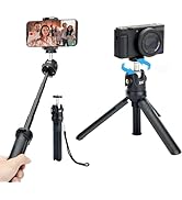 JJC 2 in 1 Extendable Mini Vlogging Tripod & Selfie Stick for Sony ZV-E10 II ZVE10 ZV-1F ZV1F ZV-...