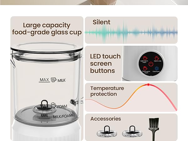electric milk frother hot and cold foam