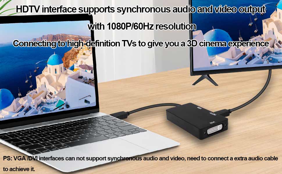 DisplayPort to VGA DVI HDTV Adapter Cable