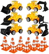 TOYANDONA 12pcs Mini Traffic Cones &amp; 6pcs Construction Vehicles Set, 2.00X2.00X2.00CM, Modern Sty...