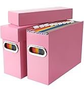 Naleyber File Organizer Box with Lid, Collapsible Hanging File Folder Storage Boxes for Documents...
