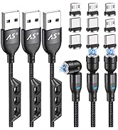 A.S 540 Degree Magnetic Charging Cable(6ft/3Pack), Nylon Braided Cord 3A Fast Charge Magnetic Dat...