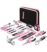 DEKO Pink Tool Set 110 Piece Household Tool Kit,Ladies Portable Tool Set with Easy Carrying Pouch...