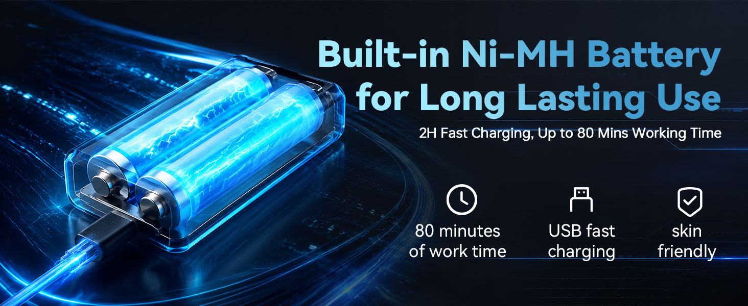 Built-in Ni-MH Batteryfor Long Lasting Use