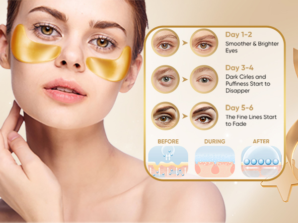 24K Gold Eye Mask 24k gold under eye patches dark circles under eye treatment under eye mask