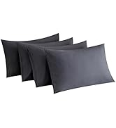 MINIPANDA Dark Grey Pillow Cases Set of 4 Queen Size - Super Soft, Smooth and Breathable Dark Gra...