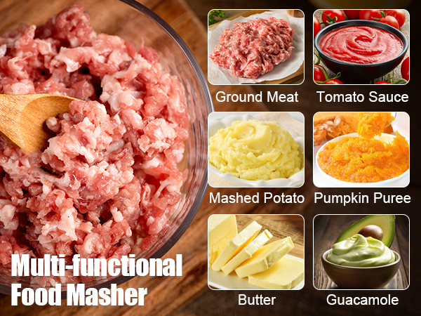 304 Stainless Steel Meat Chopper FoodGrade 6-BladeGround BeefChopper Potato Masher Hamburger Smasher