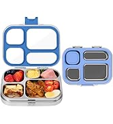 MISS BIG Stainless Steel Bento Box Kids Leak-Proof 304 Metal Bento Boxes 4-Compartments Container...