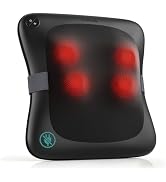 Nekteck Cordless Lower Back Massager with Heat, 3D Shiatsu Kneading Massage Pillow, Rechargeable ...