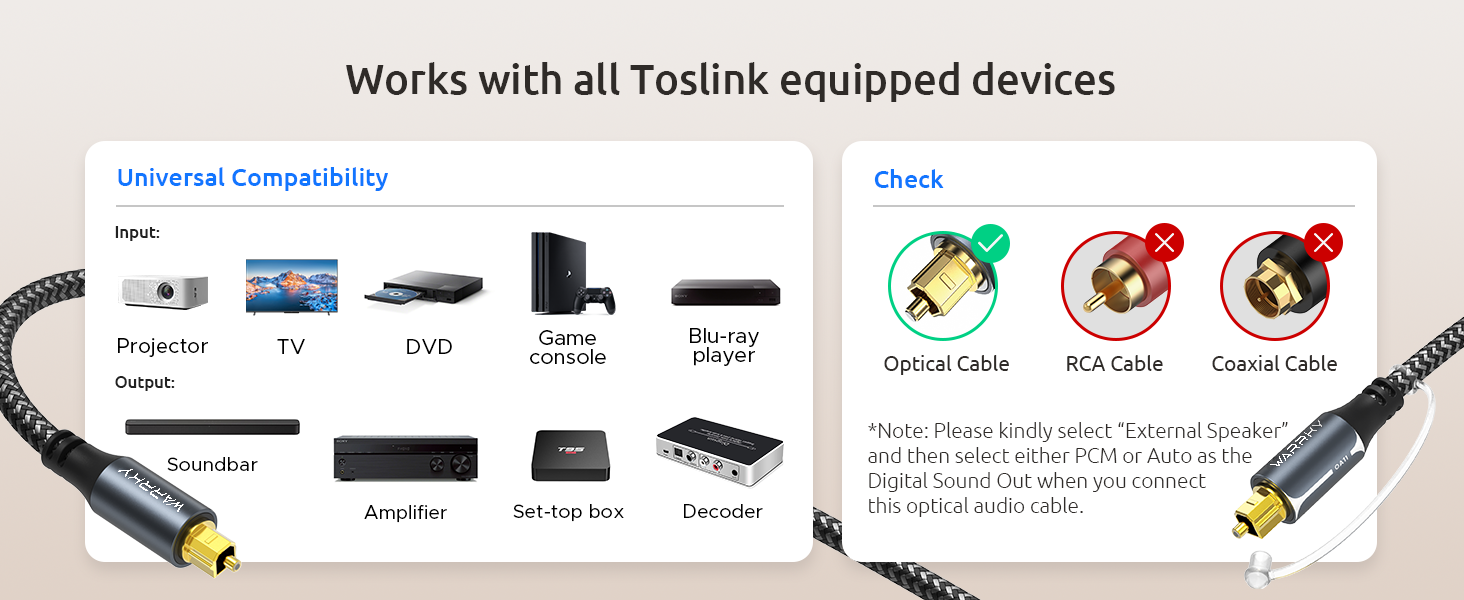 Compatible with all optical audio devices.