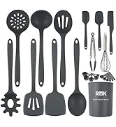 Kitchen Utensils Set, 24 Pcs Silicone Cooking Baking Spatula Spoon Utensils Sets with Holder for ...