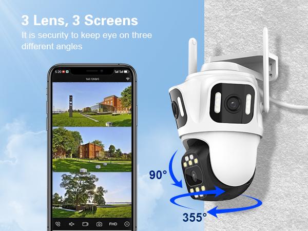 WIFI CAMERA OUTDOOR WITH 3 LENS 3 SCREENS