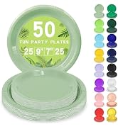 LANLISA 50 Sage Green Paper Plates Disposable Set Includes 25-9