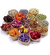 16 Bags Dried Flowers,100% Natural Dried Flowers Herbs Kit for Soap Making, DIY Candle Making,Bat...