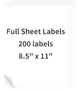 OnlyPaper 200 Sheets 8.5" x11" Full Sheet Shipping Labels, Printable Sticker Paper, Matte, Letter...