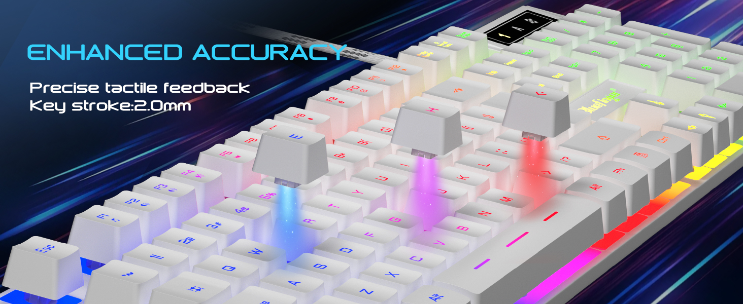 white mouse and keyboard combo light up keyboard