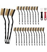 Jikvmis Mini Wire Brush Pure Brass Copper Wire Brush Set, Curved Handle Masonry Brush Wire Brush ...