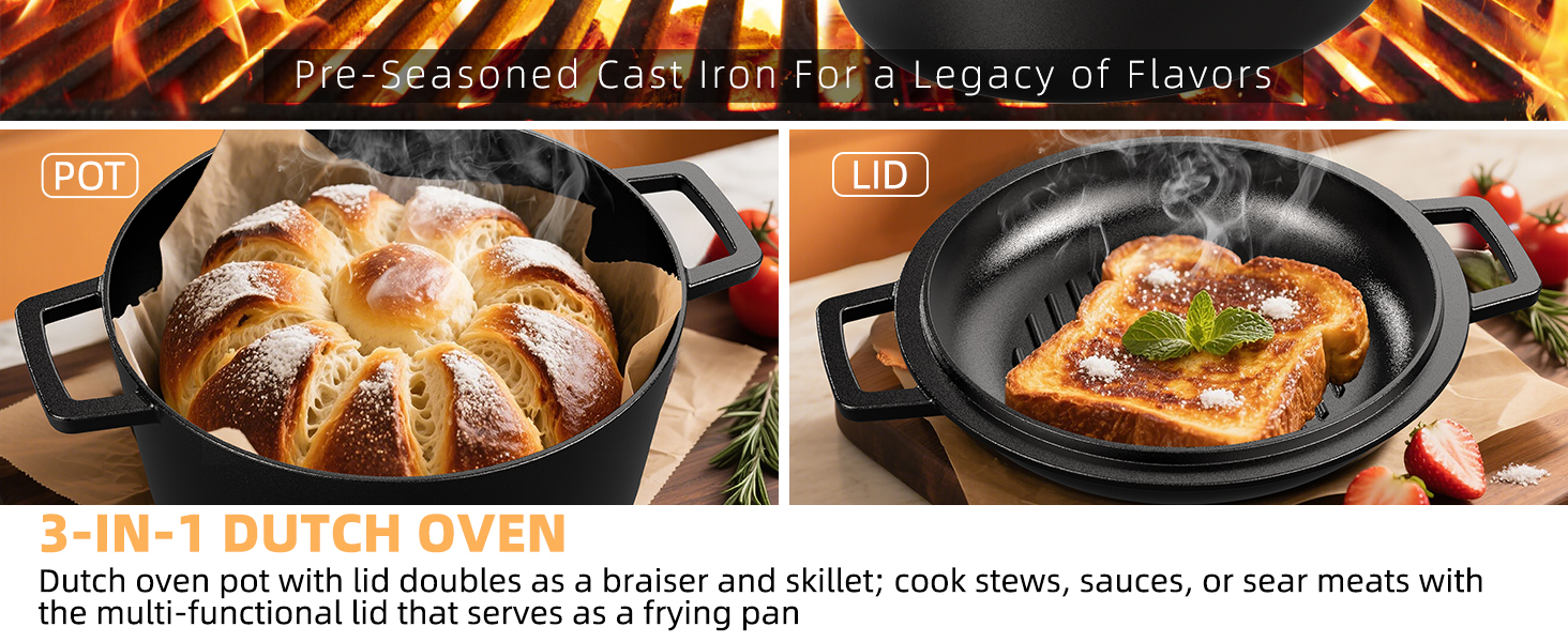 Dutch Oven Pot with Skillet Lid