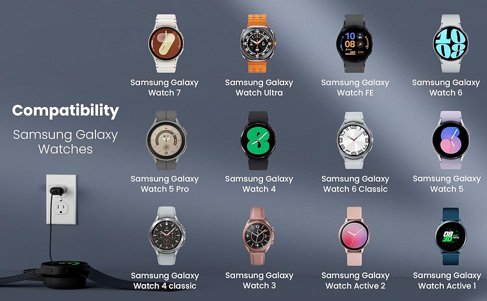 samsung galaxy watch 6 5 pro 4 3 active 2 charger wireless