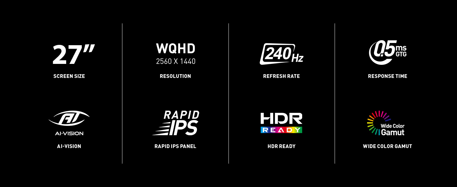 27" WQHD IPS Panel; 240Hz Refresh Rate