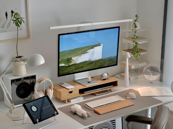 ROCDEER Bamboo Monitor Stand Riser with Drawer