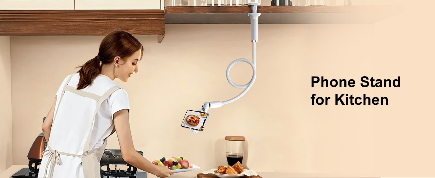 HIYJEN Gooseneck Phone Holder for Bed Laying Down with Clamp