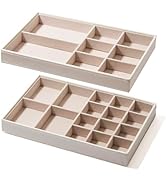 BINO | Jewelry Tray 2-Pack(Solid White) Stackable Jewelry Organizer Display | Accessories Holder ...