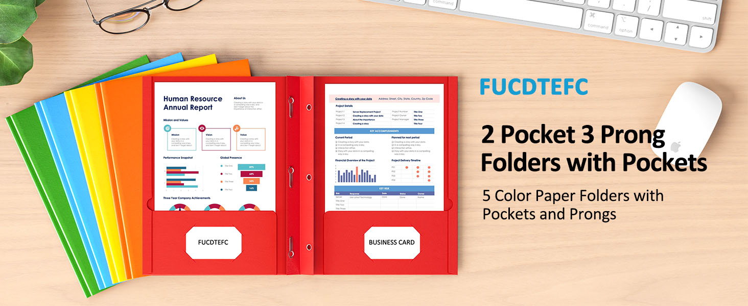FUCDTEFC 2 Pocket Folders with Prongs