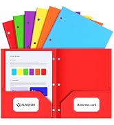 SUNQEBO Two Pocket Folders, 6 Pack Paper Folders with Pockets 3-Hole Punch, Paper File Folders Fi...