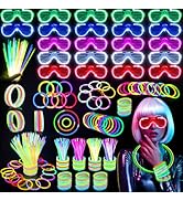 OLUPP 222PCS Glow in the Dark Party Supplies, Glow Sticks Glasses Favors, 200 PCS Glow Sticks and...