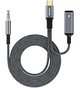 ZOOAUX USB Type C to 3.5mm Female Headphone and Charger Adapter,USB C to Aux Audio Dongle Cable C...