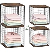 sunoyar Closet Organizers and Storage with Wood Top for Shelves, Cube | 2Pack, Stackable, Sturdy,...