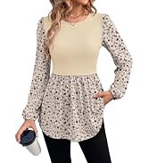 WIHOLL Women's Long Sleeve Tunic Tops Crew Neck Babydoll Peplum Blouses Fall Fashion 2026
