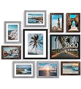 Vittanly 10 Pack Picture Frames Collage Wall Decor, Gallery Frame Set for Wall Mounting or Tablet...