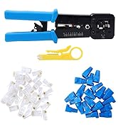 Pass Through Crimp Tool Kit,Knoweasy RJ45 Crimp Tool and Pass Through Crimper Tool Works for Ez/ ...